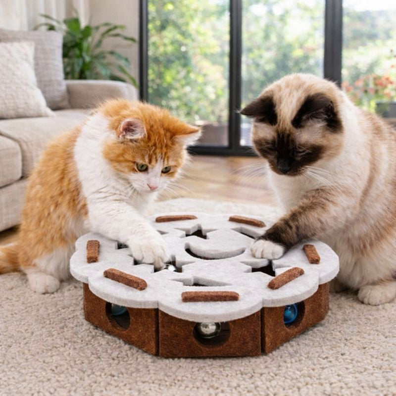 Interactive Cat Toys | Cat Puzzle Toy with Soft Tunnels & Hidden Openings | Engaging Playtime for Indoor Cats