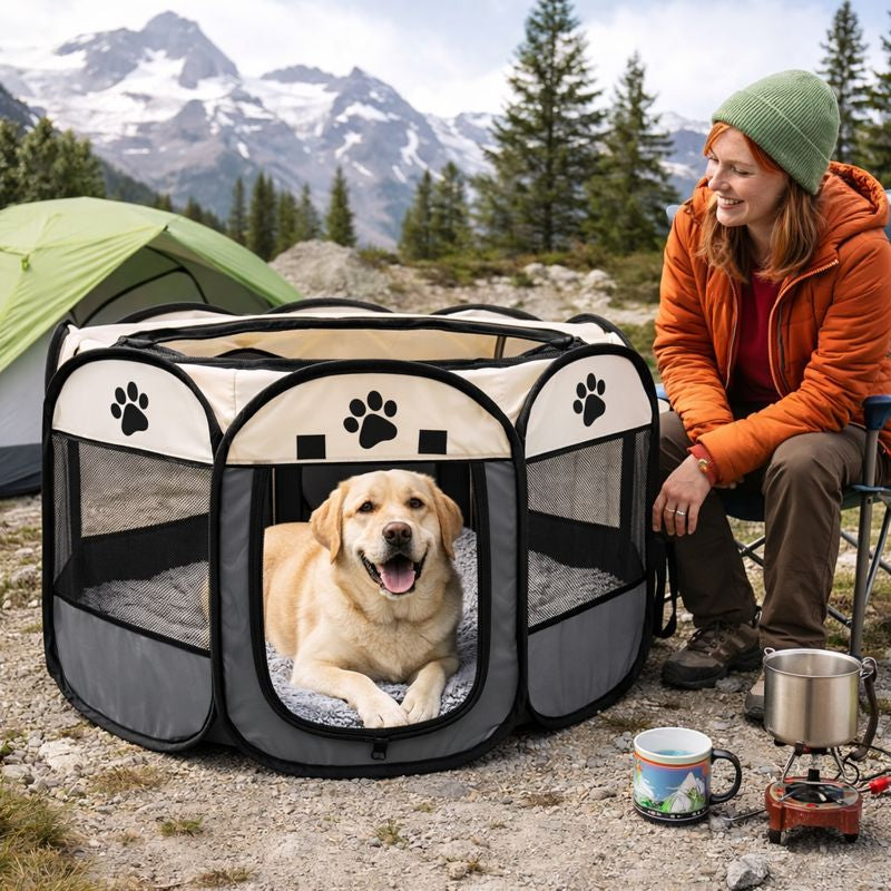 Pet Haven | Dog Playpen with Breathable Mesh Panels | Portable Indoor & Outdoor Secure Space for Pets